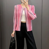 Luxury Striped Pleats Cardigan